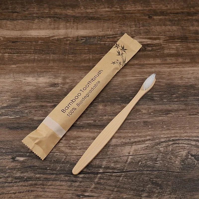 Vayb Bamboo Toothbrush Set 10pcs Soft Charcoal Bristle Eco Pack