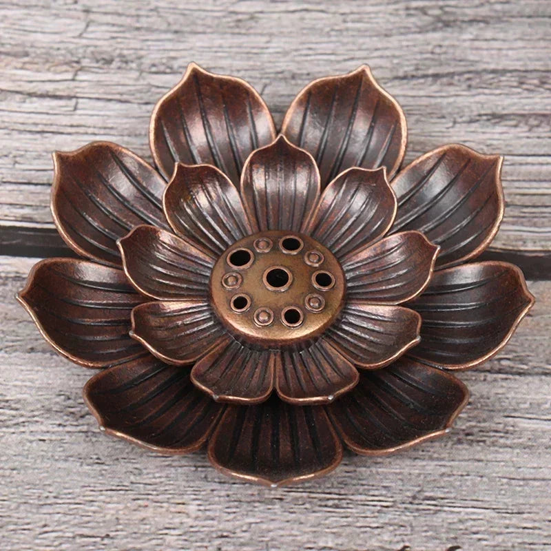 Vayb Bronze Lotus Incense Burner for Meditation & Relaxation
