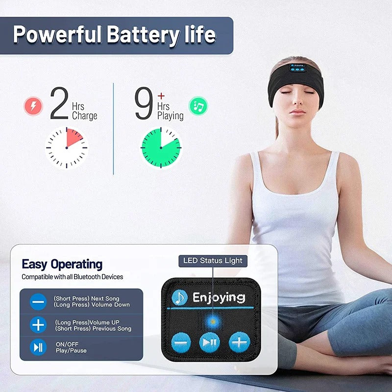 Vayb Wireless Bluetooth Headband for Sleep, Sports, and Travel