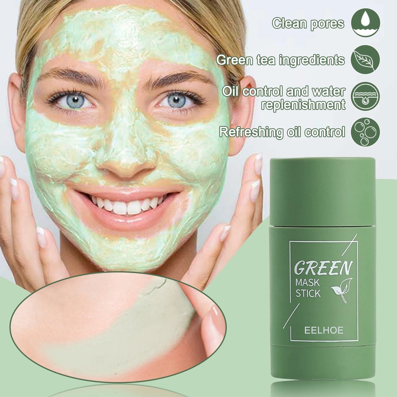 Vayb EELHOE Green Tea Mask Stick for Deep Pore Cleansing and Acne Care