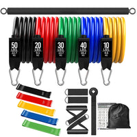Vayb Workout Bar Resistance Band Set for Home Fitness Training