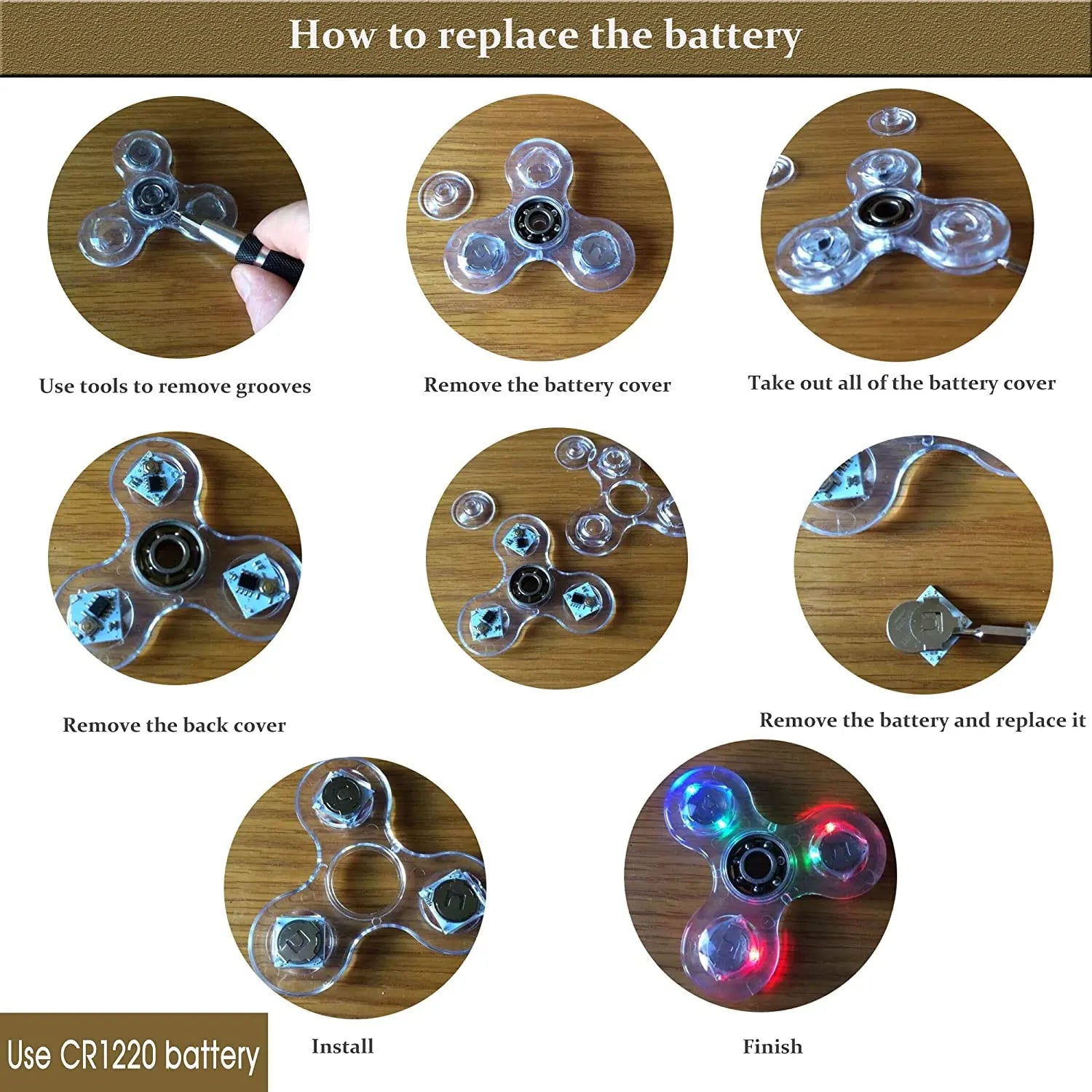 Vayb Crystal LED Fidget Spinner Toy for Kids Stress Relief