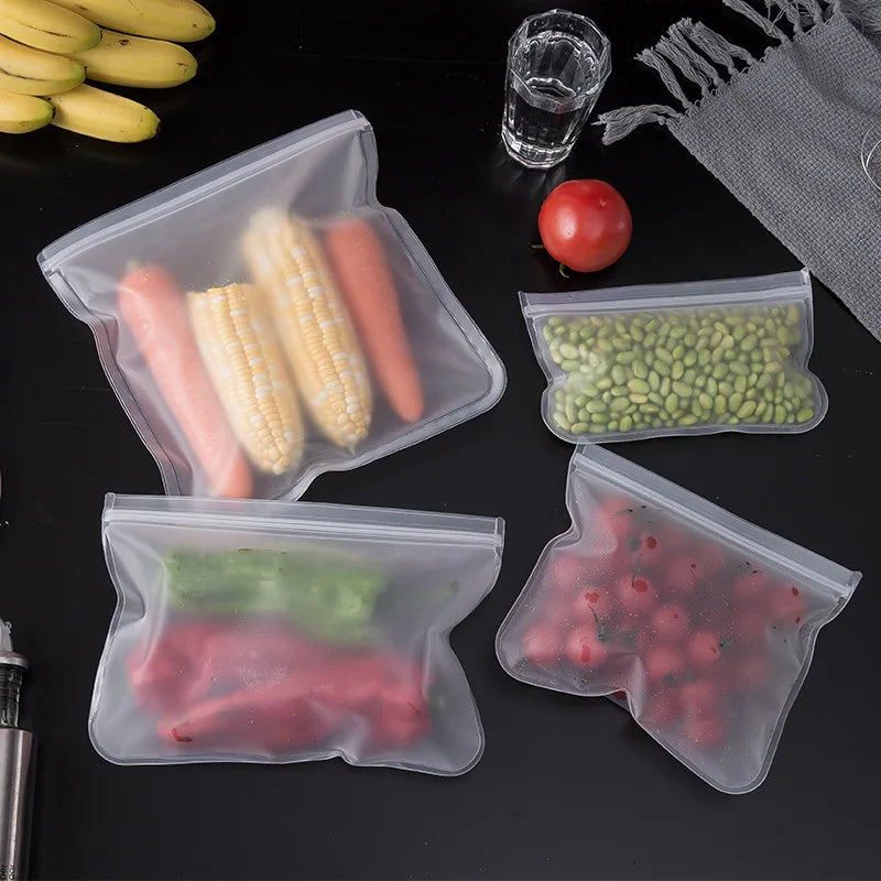 Vayb Reusable Silicone Food Storage Bags Leakproof Zip Containers