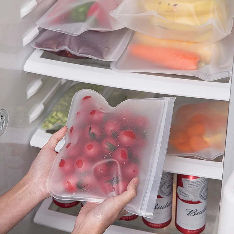 Vayb Reusable Silicone Food Storage Bags Leakproof Zip Containers