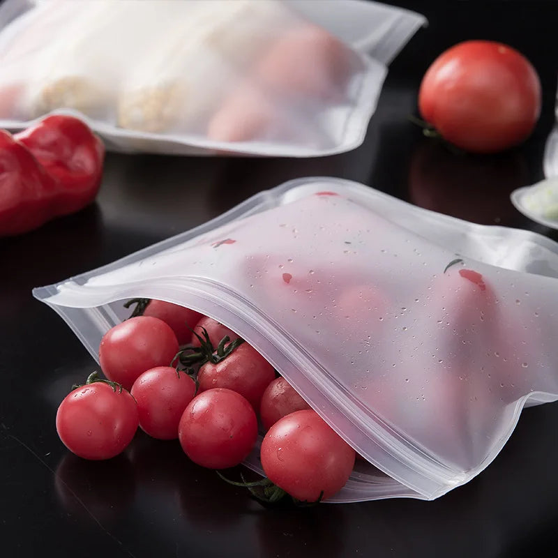 Vayb Reusable Silicone Food Storage Bags Leakproof Zip Containers