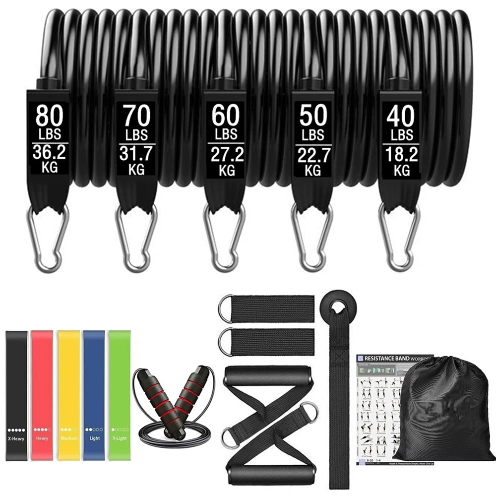 Vayb Workout Bar Resistance Band Set for Home Fitness Training