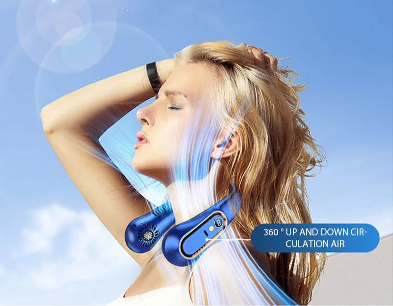 Vayb Bladeless Neck Fan with Digital Display and USB Rechargeable Cooling