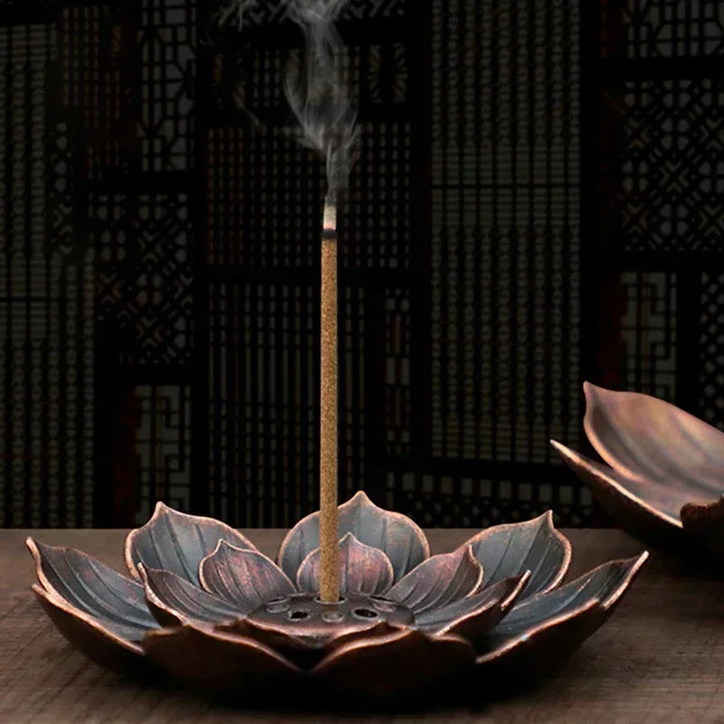 Vayb Bronze Lotus Incense Burner for Meditation & Relaxation