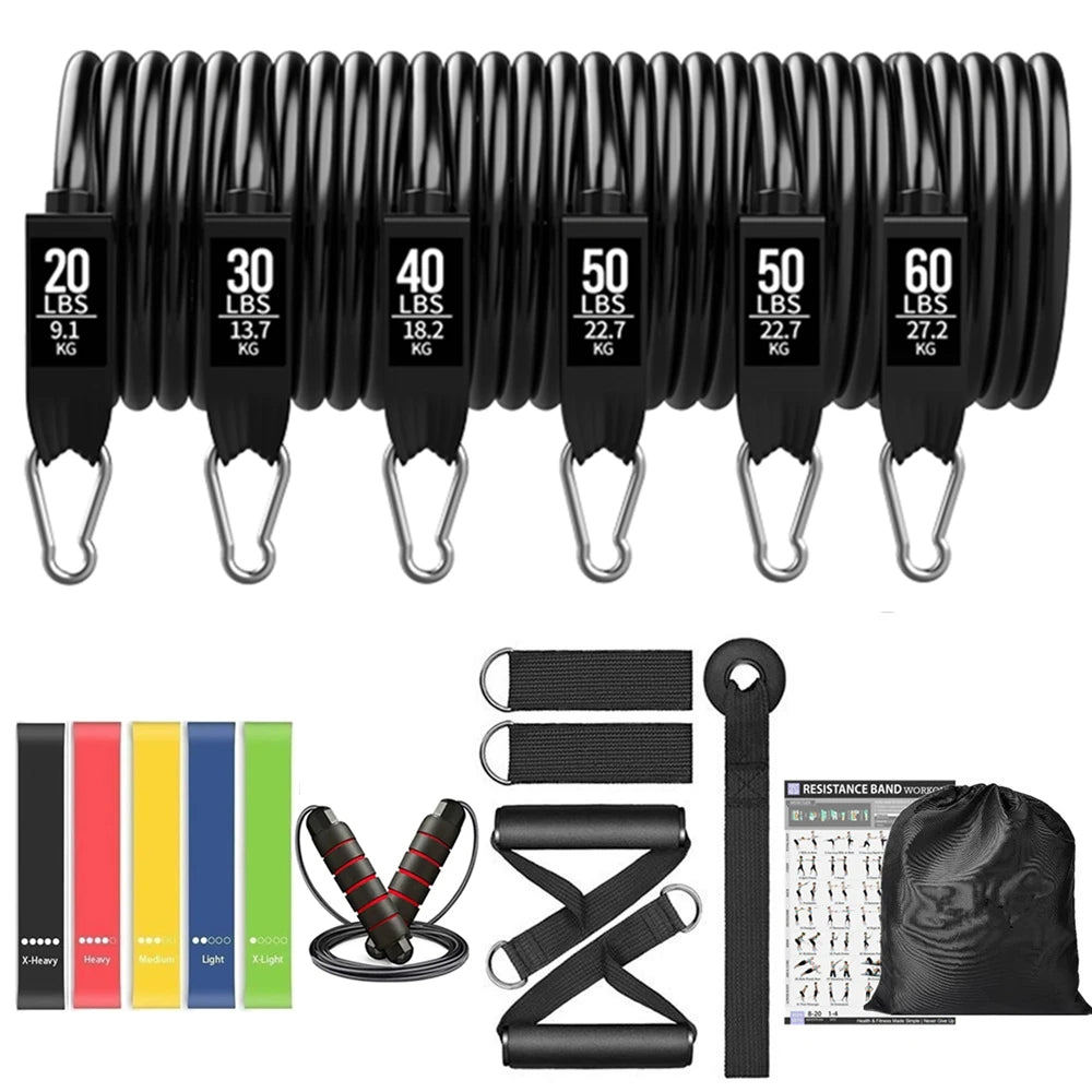 Vayb Workout Bar Resistance Band Set for Home Fitness Training