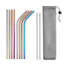 Vayb Reusable Stainless Steel Metal Straws Set with Brush & Pouch