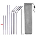 Vayb Reusable Stainless Steel Metal Straws Set with Brush & Pouch