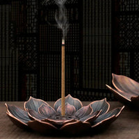 Vayb Bronze Lotus Incense Burner for Meditation & Relaxation