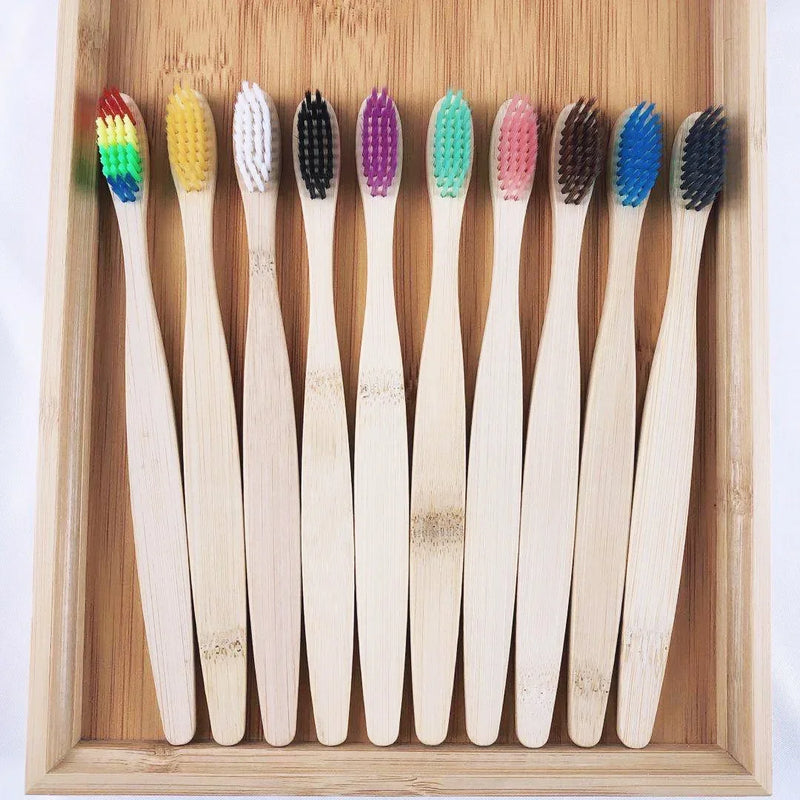 Vayb Bamboo Toothbrush Set 10pcs Soft Charcoal Bristle Eco Pack