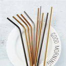Vayb Reusable Stainless Steel Metal Straws Set with Brush & Pouch
