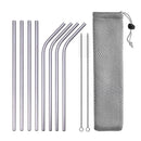 Vayb Reusable Stainless Steel Metal Straws Set with Brush & Pouch
