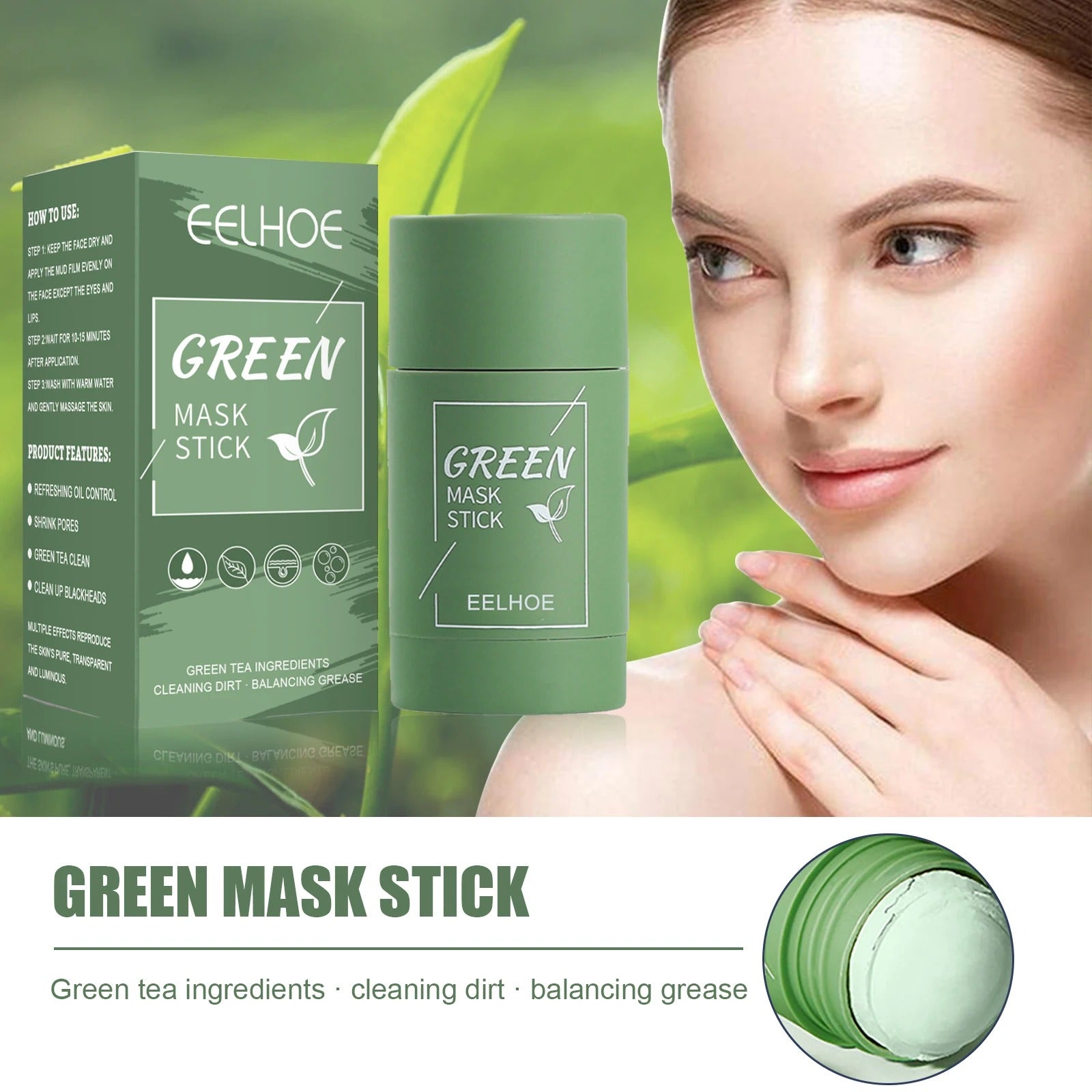 Vayb EELHOE Green Tea Mask Stick for Deep Pore Cleansing and Acne Care