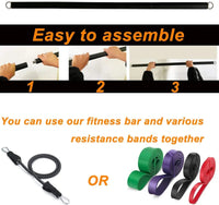 Vayb Workout Bar Resistance Band Set for Home Fitness Training