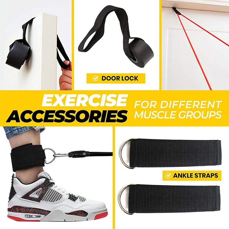 Vayb Resistance Bands Set with Pull Rope, Ankle Strap and Door Anchor Accessories