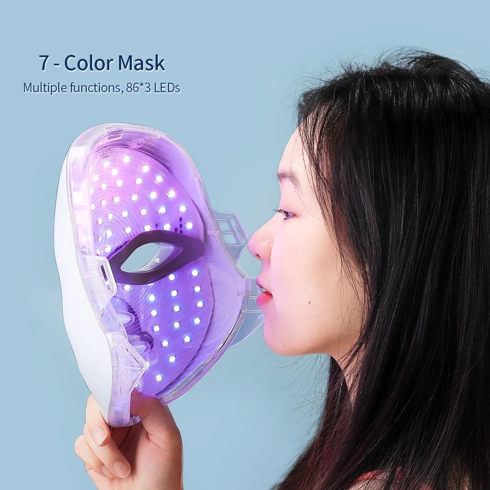 Vayb 7 Colors LED Facial Mask With Neck Red Light Therapy Mask