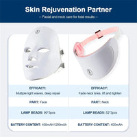 Vayb 7 Colors LED Facial Mask With Neck Red Light Therapy Mask